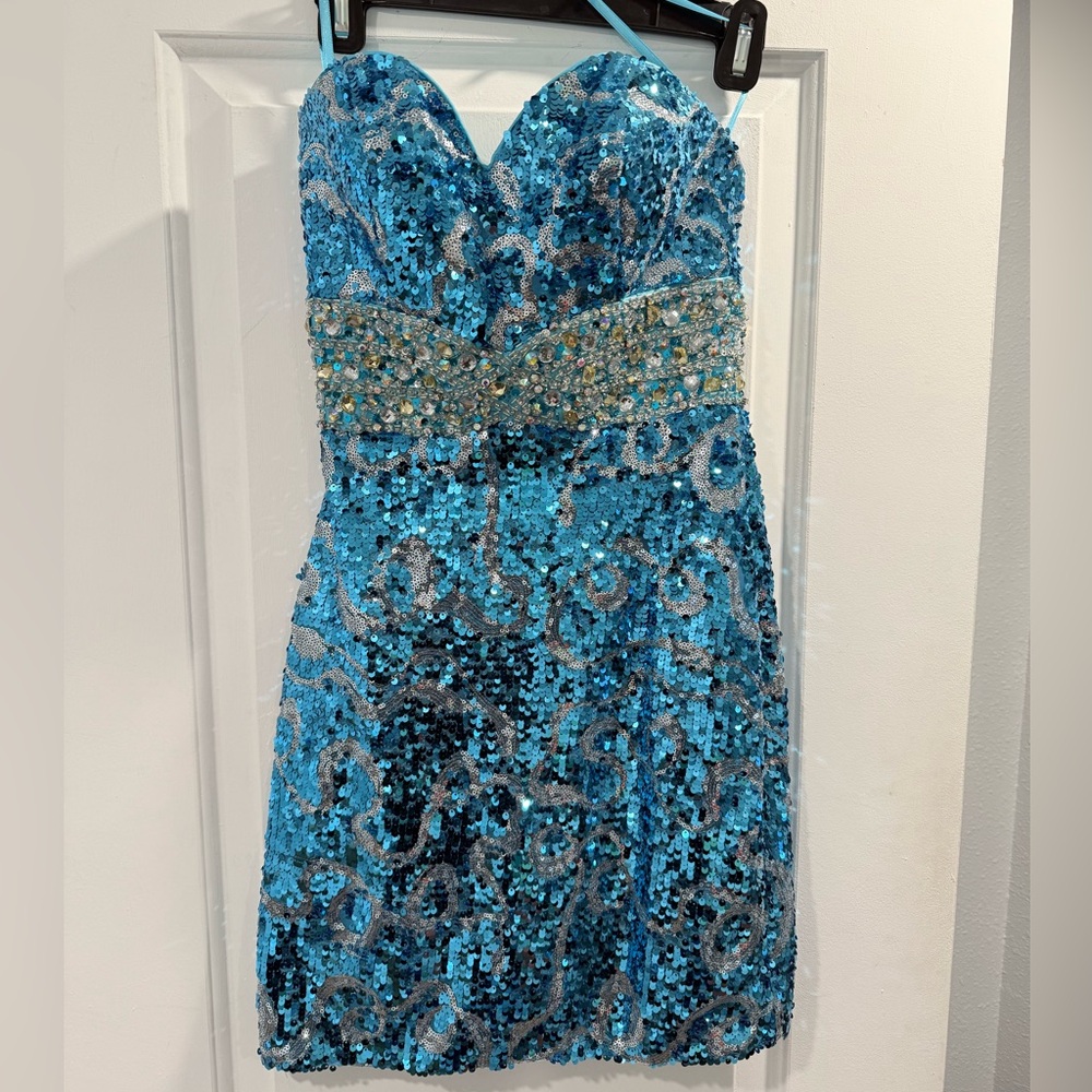 Blue Sparkly short Dress